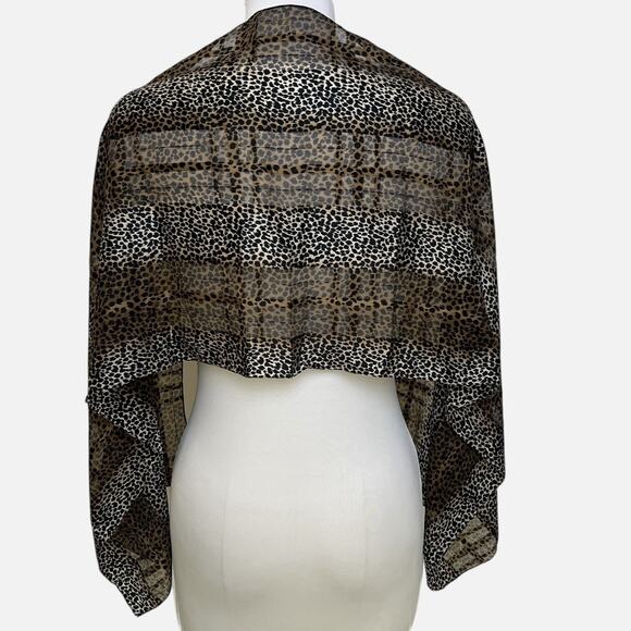 Womens Animal Print Scarf Brown Black Tonal Colors Soft Drape Rectangle 15x57 - Picture 3 of 11
